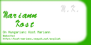 mariann kost business card